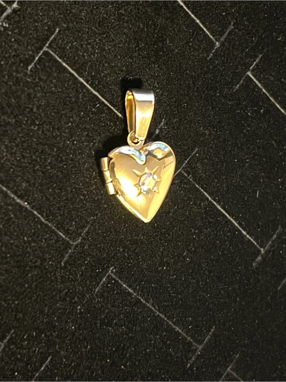 Gold toned  Heart Locket Pendant with colorful clear stone